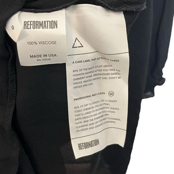 Reformation Black V Neck Midi Dress Women’s Size 0 Long Sleeve Plunge Minimal - Picture 9 of 11